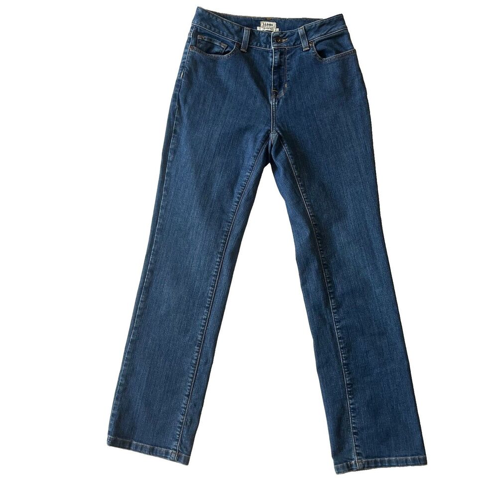 LL Bean Classic Fit Straight Leg True Shape Denim Jeans Blue Womens 4 Inseam 29